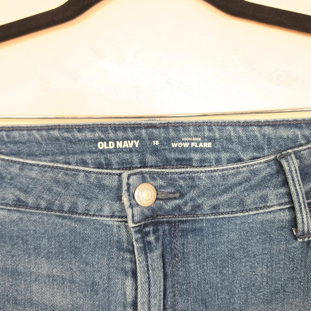 Old Navy‎ Wow Flare Jeans Womens 18 Blue High Rise Y2K Retro Stretch Denim